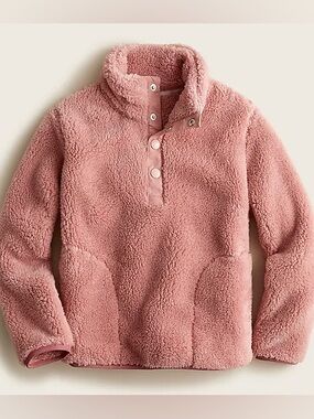J.Crew Crewcuts Pink Sherpa Half Snap Pullover